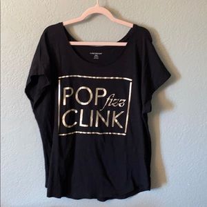 Lane Bryant 18/20 black T-shirt pop fizz clink
